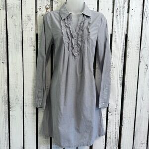 Old Navy Blue and White Striped Midi Shirt Dress